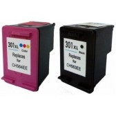 PACK HP 301 XL Noire + 301 XL Couleur, Cartouche recyclée HP - 1 x 20ml + 1 x 21 ml - 520 + 430 pages